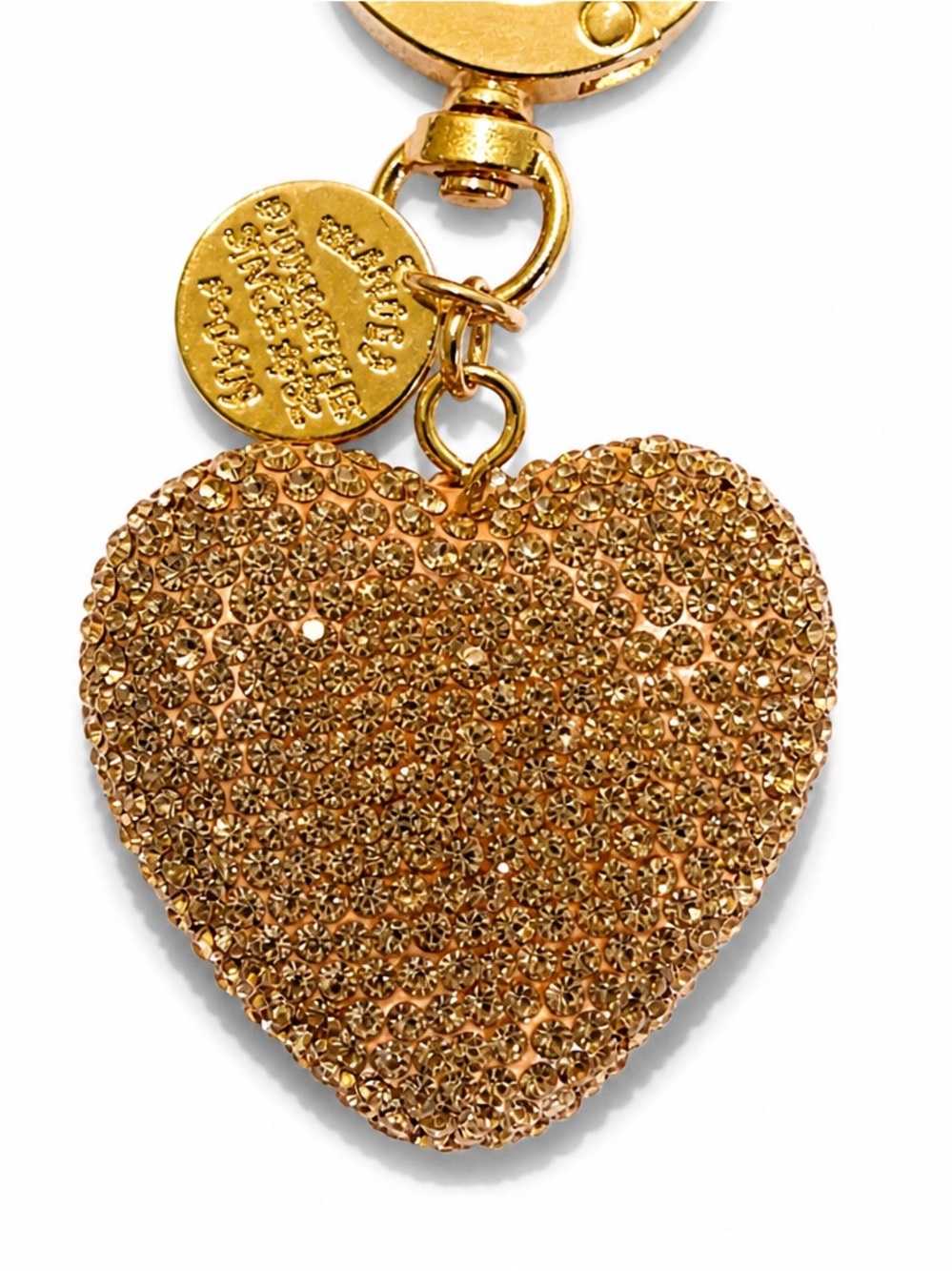 Crystal Gold Heart Keychain Bag Charm Rhinestone